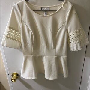 Cream Lace Sleeve Blouse